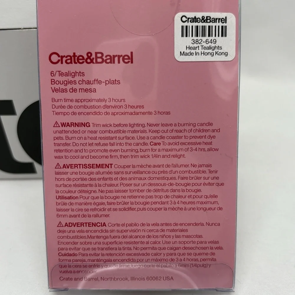 Crate and Barrel Candle Holder Heart Shaped Solid Glass Tea Light Votive Candles
